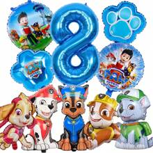 Paw Patrol Latex Balloon Foil Number Balloons Birthday Party Decorations, Happy Birthday Balloon Combination Perfect For Birthday Adult Gift Party Wall Decorative Balloon Set