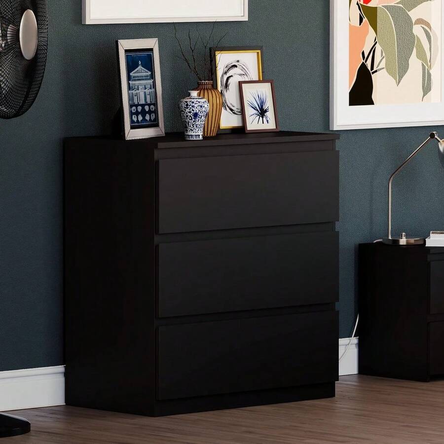 Denver Drawer Chests (Black, 3 Drawer) - Black - View 1
