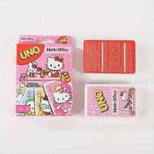 Sanrio Cartes à jouer Hello Kitty de Sanrio, cartes de jeu UNO mignonnes de chat, série de jeux de cartes Hello Kitty, convenant pour les fêtes, les réunions sociales, les anniversaires, la Saint-Valentin et le Nouvel An, avec des cartes interactives colorées