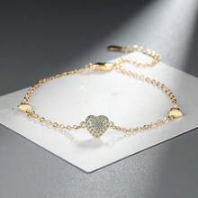 1pc 925 Sterling Silver Jewelry Fully Diamond Zirconia Heart Bracelet, Simple & Fashionable Heart Shape, Suitable For Women's Daily Wear, Gift Box Packaging - Full Diamond Heart Bracelet - View 2