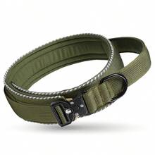 1pc Premium Dog Collar, Tactical Dog Collar With Handle And Heavy Duty Quick Release Metal Buckle, Thick, Adjustable, Reflective, Suitable For Medium To Large Dog Training
