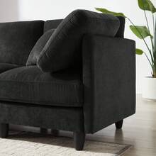 1PC, Modular Combination Sofa, L-Shaped Sofa For 7 Seats, Sectional Sofa Couches, Free Combination, Removable Modules With Wooden Legs And Upholstery, U-Shaped Sofa For Living Room And Office, Large Space, Living Room Furniture, Home Decor, Black Grey - 黑色 - 查看 5