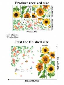 Sunflower Floral Theme Home Decor Wall Sticker For Bedroom Background - Multicolor - View 5