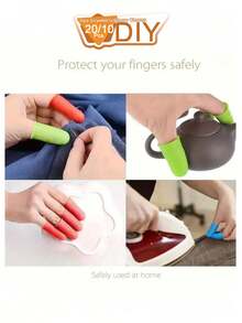 5/3pcs Silicone Finger Protectors, Finger Protectors, Finger Protectors For Hot Glue, Silicone Thimble, Hot Glue Finger Protectors, Fingers Tip Pads Grips For Money Counting Collating Writing Sorting Task Hot Glue And Sport Games (Color Sent Randomly) - Multicolor - View 2