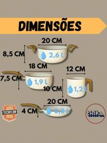 Jogo De Panela 4 Peças Ceramic Antiaderente Vanilla Thika