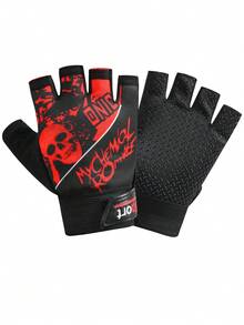 1 Pair Halloween Fingerless Non-Slip Gloves, Suitable For Cycling, Outdoor Sports