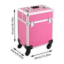 YUNRUX Professional Makeup Case Trolley Storage Case Wheels Cosmetic Case - Pink - View 3