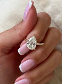 1 Stück 925 Sterling Silber Brillant 1/2/5 Karat Tropfenschliff Ring Verlobungsring Ehering für Frauen Versprechen Ring Ewigkeitsring Schmuckgeschenk