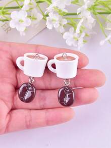 6pcs/10pcs 3D Coffee Cup & Coffee Beans Resin Jewelry Pendant, Earrings, Necklace Charms - Coffee Cup and Coffee Beans - View 4