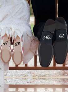 Pegatinas de zapatos de boda personalizadas con diseño de decoración de boda "I Do/Me Too" - Calcomanías removibles de vinilo para zapatos de boda