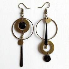 1 paire de boucles d'oreilles à pendentif rond et évidé de style bohémien, plaqué bronze vintage, cadeau de fête unique pour femmes