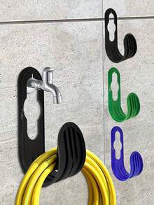 1个/2个装花园软管支架，壁挂式软管架，可伸缩软管卷盘整理器，软管挂钩，适用于园艺工具和水龙头，安装简便，节省空间的壁挂式设计，户外收纳方案，完美的浇水配件收纳架，通用型软管和水龙头收纳架，多功能工具收纳，适用于花园和庭院 - 彩色 - 查看 1