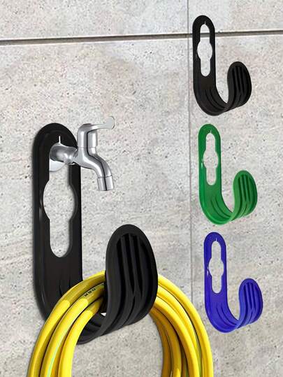 1个/2个装花园软管支架，壁挂式软管架，可伸缩软管卷盘整理器，软管挂钩，适用于园艺工具和水龙头，安装简便，节省空间的壁挂式设计，户外收纳方案，完美的浇水配件收纳架，通用型软管和水龙头收纳架，多功能工具收纳，适用于花园和庭院