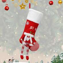 Spread Holiday Cheer With Our Large Christmas Stocking Hanging Gift Bags - Santa Edition - Red - View 2