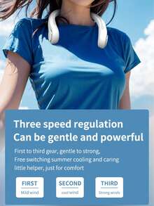 2025 Adjustable Temperature Portable Neck Fan - Rechargeable, No-Leaf Wearable Personal Neck Cooler , Adjustable Neck Support, Hands-Free Wearable Fan For Outdoor Sports, Travel, And Office Use, Travel Cooling Accessory | Modern Neck Fan | Adjustable Fan Speed, Neck Cooling