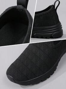 2025 New Spring/Summer Women Soft-Sole Lightweight Casual Slip-On Sneakers, Fashion Woven Nylon Mesh Breathable Perforated Loafers, Casual Streetwear, Outdoor Travel, Walking - Black - View 7