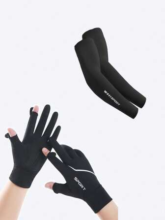 2 paires de manchettes de protection solaire pour hommes et femmes, gants en soie de glace respirants, gants de sport d'été ultra fins pour le cyclisme, le camping et la pêche avec protection UV