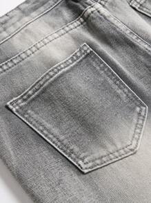 Graue Washed Slim Fit gerade geschnittene Lässig Hosen für Teenager Jungen, im europäischen und amerikanischen Stil