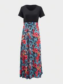 Vestido casual estampado de una línea para mujer - Verde - Ver 1