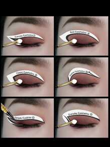 1 Peça Conjunto de Moldes de Delineador Profissional com 12 Pares de Moldes de Sombra para os Olhos, Kit de Modelo de Design Facial Profissional - Desenho Simples e Criativo, Perfeito para Festas, Eventos, Projetos DIY, Festas de Feriados, Presentes