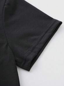 迪士尼女士家居服 T 恤，可爱针脚卡通印花，舒适 T 恤 - 黑色 - 查看 3