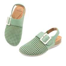 Women's Perforated Slingback Comfort Clogs, Buckle Closure: Stylish Design, Non-Slip Rubber Sole, Latex Insole For Comfort, Perfect For Shopping, Parties, And Casual OutingsPlainCoolVacationPolyesterBuckleCut OutOutdoorOfficeBeach