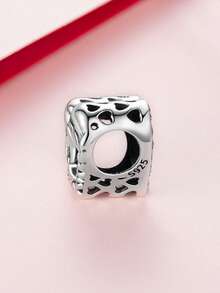 WOSTU 1pc 925 Sterling Silver Heart Sister Bead Commemorating Friendship Pendant Fit Girl&Women DIY Bracelet Necklace Fashionable Jewelry Making Gifts - SCC3060 - View 4