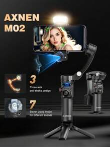 AXNEN Estabilizador de Gimbal Manual de 3 Eixos para Smartphones, com Rastreamento Facial, Controle Remoto Magnético e Controle de Foco - Ideal para Fotografia, Gravação de Vídeo, Vlogging e Transmissão ao Vivo