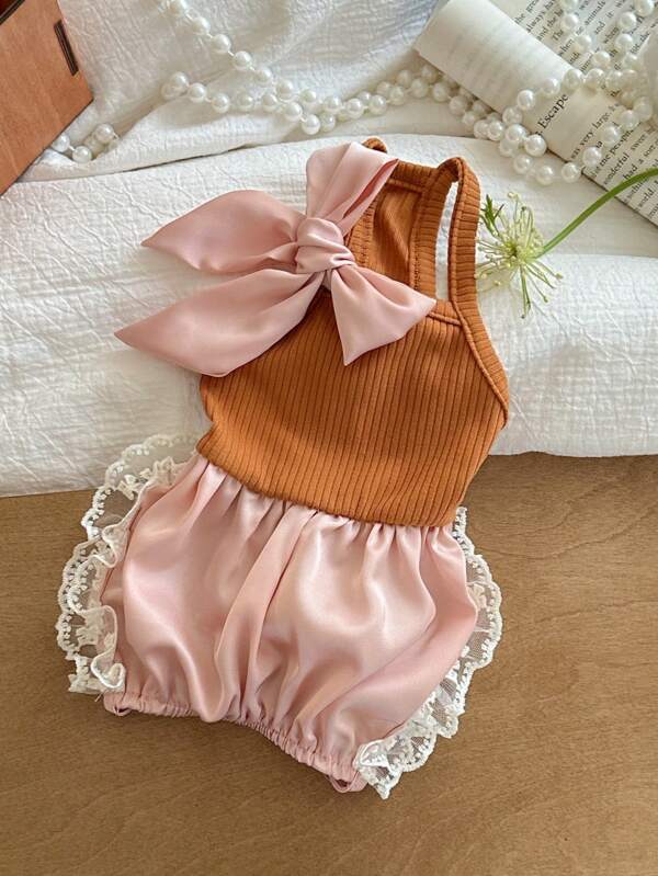 Lace Satin Romper Pet Clothes For Small Dogs & Cats, Spring/Summer/Autumn
