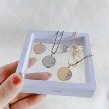 Custom Name Round Rhinestone Pendant Necklace - Luxury Stainless Steel Engraved Personalized Jewelry Necklace - Multicolor - View 4