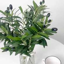 1 buc ramură de măslin artificială, aranjament floral pentru decorarea casei, frunze verzi cu fructe, decor pentru camera de zi, umplutură pentru vaze DIY, verdeață în ghiveci, consumabile pentru evenimente și festivaluri, plante artificiale
