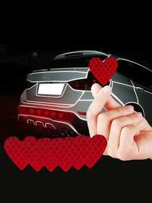 6 piezas/12 piezas Pegatinas reflectantes con forma de corazón para automóviles, calcomanías reflectantes que brillan en la oscuridad, adecuadas para motocicletas y vehículos eléctricos - Multicolor - Ver 7