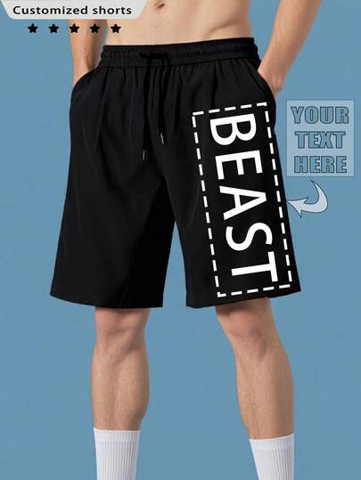 Skräddarsydda män Casual/sportshorts, anpassade med din text/namn/slogan/intressant design, svart, bra present till henne på helgdagar, födelsedagar, årsdagar, vår/sommar