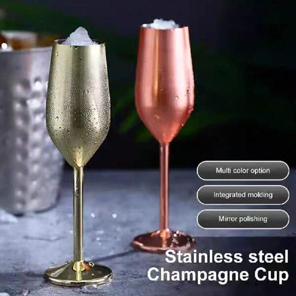 1pc Summer Party 304 Stainless Steel Champagne Flute, Creative Gold Cup, Cocktail Glass, Wine Bar Hotel Decor