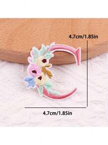 1 pieza, Parche bordado con flores para planchar con letras (A-Z), apliques decorativos para DIY en decoración de ropa, material de tela, calcomanías para ropa