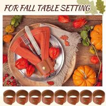 12 PCS Leather Napkin Rings Vintage Buckle Napkin Holder For Table Decor, Wedding, Fall Dinner Party Thanksgiving Day Table Napkin Ring Ornaments Classic Brown Leather Napkin Rings