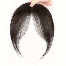 1顶优雅直发刘海合成假发，女士适用 - 耐热纤维材质，配有可调节帽套，打造自然逼真的日常佩戴效果 | 柔顺直发刘海合成发夹发饰