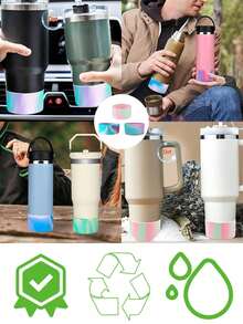 1 Stück 7,5cm/20-40oz sortierter Glitzer Silikon Becher Ärmel, Luxus rutschfest, hitzebeständig, stoßfest, isoliert, passend für Wasserflaschen - Verschiedenfarbig - Übersicht 4