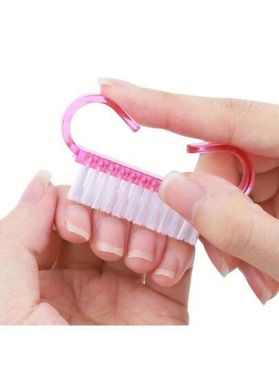 1pc Small Manicure Dust Brush Handle Grip Nail Brush Cleaning Brush Nail Brush With Powder Nail Brush For Cleaning Fingernails Handle Grip Nail Brush, Fingernail Scrub Cleaning Brushes For Toes And Nails Cleaner, Random Color Nail Art Manicure Pedicure Soft Remove Dust Plastic Cleaning Nail Brushes File Tools Set