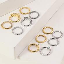 6 Pcs 16g Cute Septum Nose Rings Stainless Steel Nose Rings Hoop For Women CZ Opal Septum Rings Clicker Hinged Segment Nose Rings Lip Helix Cartilage Conch Daith Rook Piercing Jewelry 8mm - Set Of 6 Septum Nose Rings - View 3