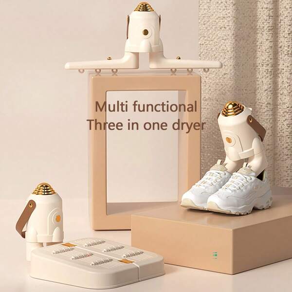 3-in-1 multifunctional portable dryer, convenient storage/constant temperature drying/shoe drying/clothes drying, with three adjustable timing gears, used for drying shoes, gloves, hands and feet to keep warm (white)