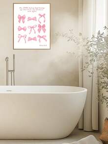 1/4 Stück/Set rosa Schleife Wandkunst Zimmer Deko Poster Aufkleber, rosa Schleife Zimmer Schlafzimmer Deko Badezimmer Deko Wandkunst Deko Ästhetische Aufkleber, für Teenager Mädchen Geschenke, inspirierende Bibelverse Schleife Wanddekoration, ungerahmte Schleifen-Dekorationsaufkleber, PVC wasserfeste selbstklebende Wandaufkleber, perfekt für Hochzeit Geburtstag Abschluss Geschenke