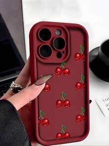 1pc Abstract Cherry Skull Graphic Flexible TPU Soft Protective Phone Case, Compatible With Iphone And Phones - Multicolor - View 1