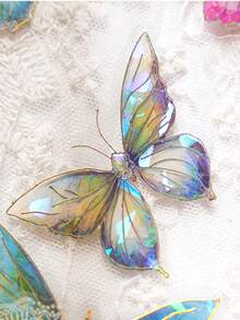 20片装奢华水晶激光金色蝴蝶贴纸，夺目的多色渐变翅膀，散发彩虹般的光芒 - 晶莹剔透的装饰，适合居家、婚礼、派对！各种DIY房间装饰 家居装饰 墙面装饰 卧室装饰 浴室装饰 房间装饰 家居装饰 客厅壁纸 墙贴 墙纸 厨房装饰 个性化贴纸 - 多色 - 查看 4