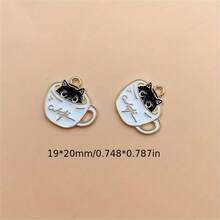 10/20pcs Zinc Alloy Cute Cat Shaped Pendant, Suitable For DIY Earring, Bracelet, Necklace, Keychain Jewelry Making - Multicolor - View 4