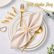 Gold Napkin Rings Set Of 12, Semicircle Metal Gold Napkin Holder Buckles, Fall Thanksgiving Christmas Napkin Rings, Napkin Rings For Dinner Table Decor, Wedding, Banquet, Party, Easter