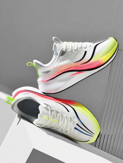 Jifffly Plus Size Lättviktsnät för män Stötdämpning Andningsbara Casual Sportlöparskor med kolplåt