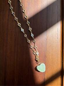 2025 Summer Colorful Cute Three-Dimensional Acrylic Sugar Heart Pendant Necklace Shiny Chain Faux Pearl Necklace Childlike Clavicle Chain For Women Jewelry Gifts - Heart Candy Necklace - View 12