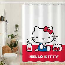 1 Piece/180cm * 180cm - Cute Cartoon Hello Kitty Pattern Seamless Design Easy To Clean Extended Bathroom Waterproof And Mildew Proof Shower Curtain Suitable For Home Decoration In Single Apartments For Girls Bathroom Accessories
