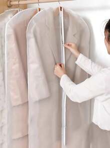 1pc/5pcs Clear Garment Dust Cover, Non-Woven Fabric Clothes Protector Bag, Suit Cover/Coat Cover, Clothing Storage
